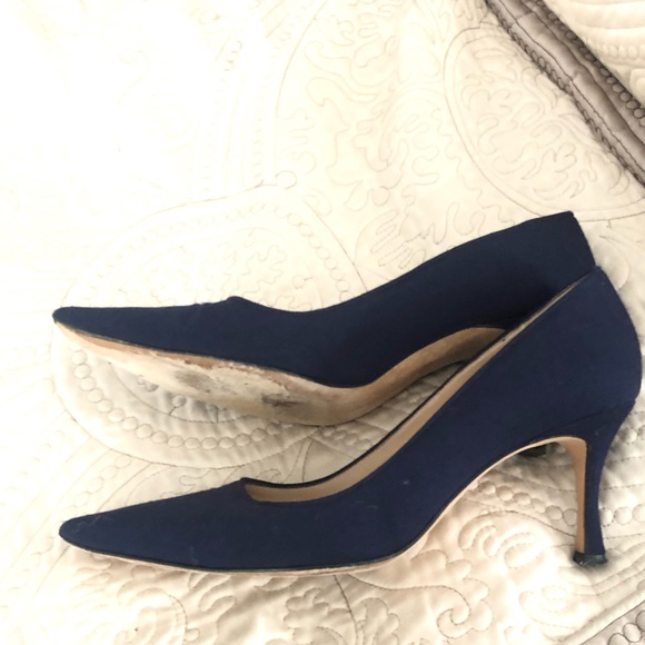 Manolo blahnik blue cloth heels pumps 38 1/2